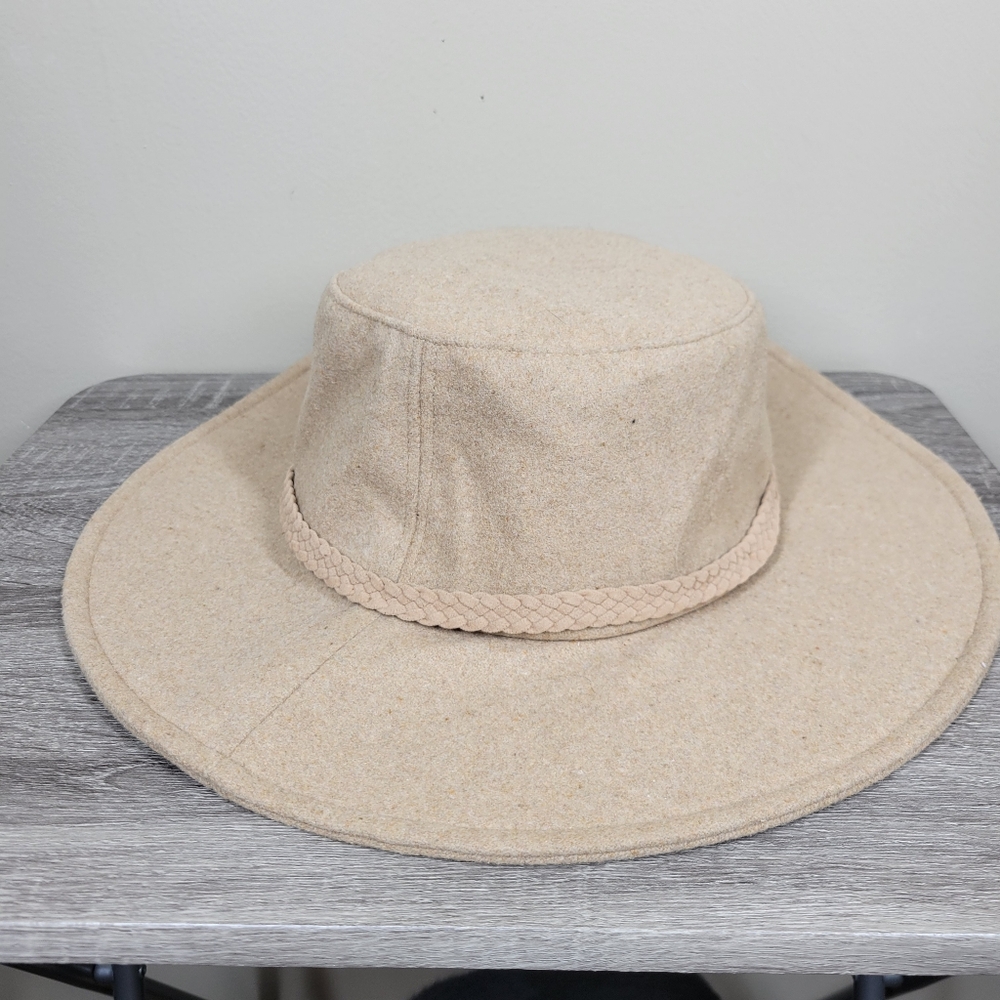 NWT ASN Harper Beige Tan Felt Floppy Cowboy Western Hat Drawstring OSFM